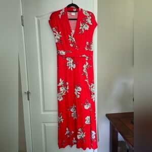 Soma Red Faux Wrap Maxi Dress Large